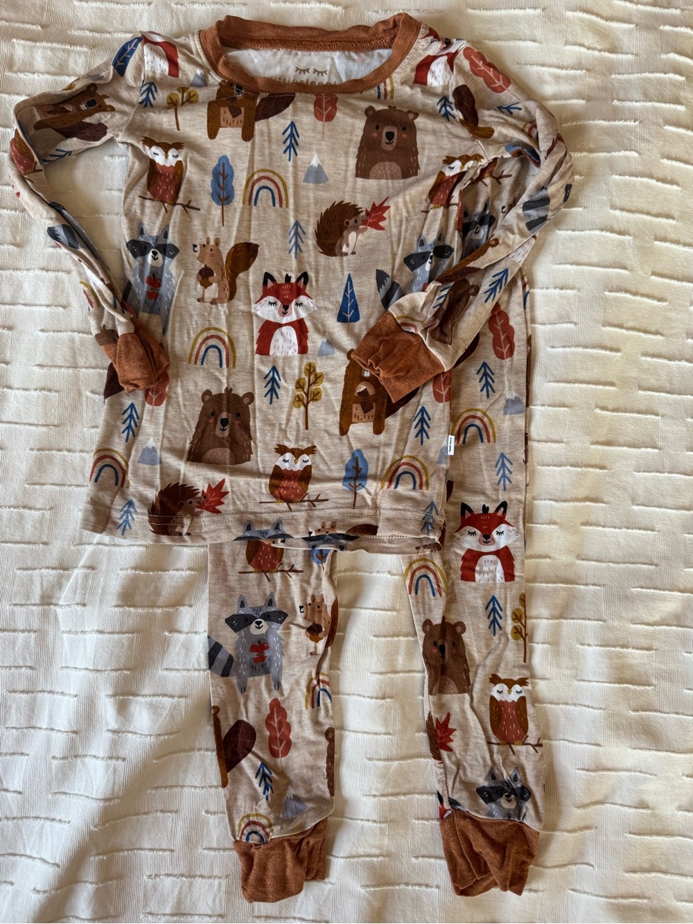 Little Sleepies Woodland Animals & Rust Trim Pajama Top